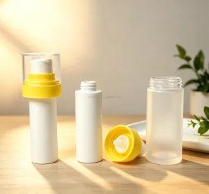 CMC- Beauty Eco Friendly Sustainable Skincare Packaging Double Wall Refillable Glass Airless Lotion Serum Pump Bottle Set