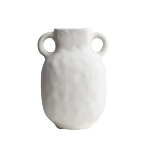 Buy Wabi-Sabi Milky White Speckled Glaze Double-Handled Ceramic Vase Manufacturer, Factories
