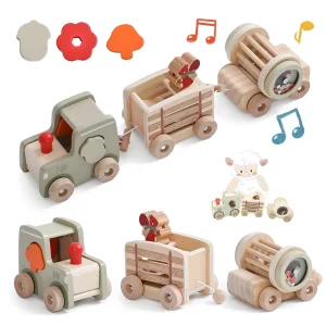 Wholesale Christmas Wooden Cars Wooden Railway Mini Train Set Toy for Kids