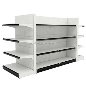 RUNDASHELF Supermarket Shelves Sturdy Light-Duty Metal Rack with Large Capacity Wood Material Display for Grocery Store & Shop