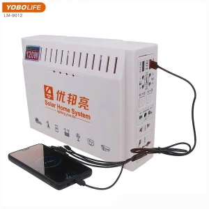 Sistema de Generador Solar Yobolife 220V Soporta Televisor y Ventilador con Lámparas y Cargador de Teléfono Móvil