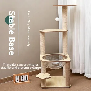 Cat Climbing Frame Space Capsule House Cat Scratching Post Indoor Space-Saving Cat Toy