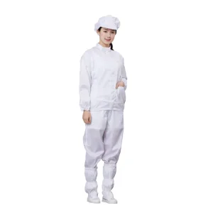 ESD Cleanroom Lab Coat Polyester Anti-Static Worker Uniform with Conductive Wire Protection