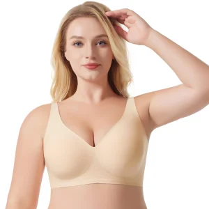 Plus Size Women's Thin Cup Seamless Breathable Jelly Halter Bra Push-Up Full Coverage Wire Free Sport Lingerie