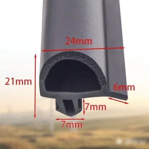 Black EPDM Weatherstrip with Tape for Aluminum Door Sealing