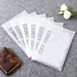 Custom Matte Frosted Clear Tshirt Apparel Garment Shipping Ziplock Zipper Zip Lock Poly Bag Clothing With Your Own Brand Logo