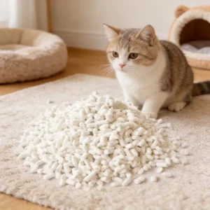 Paper Cat Litter Pellets Expanding Upon Contact with Liquid for Maximum Absorption