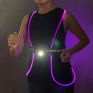 Ready Stock LED Charging Wearable Night Reflective Running Vest Lights Running Warning Waterproof Running With 200LM Headlamp