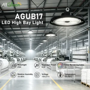 Fijaciones de viga de alta rendimiento y alta resistencia 150W 120° lámpara LED de alta bahía tipo UFO para espacio de arena lámpara industrial LED