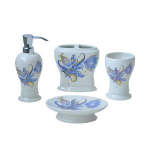 Wholesale Vintage Floral Ceramic Bathroom Set