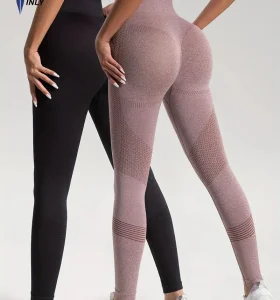 Leggings de Fitness de Alta Elasticidade em Cor Sólida, Calças de Yoga Macias e Respiráveis, Leggings Esportivas Femininas