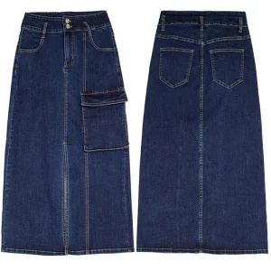 China Factory Wholesale Women's Elegant Long Denim Skirt
