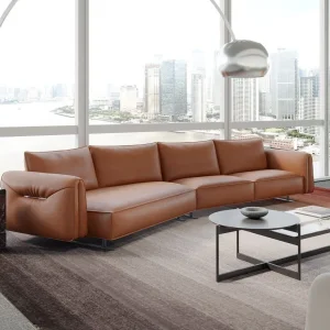 Premium Modern Furniture Genuine Leather Living Room Sofa Couch Easy Clean for Home Office and Restaurant Settings