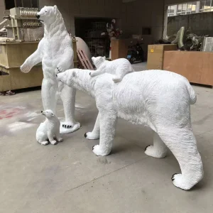 Rent Props White Family Fiberglass Polar Bear Statue Figurine Can Be Customized