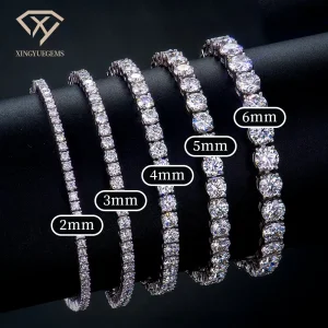 سلسلة سوار تنس من الفضة الإسترلينية للرجال والنساء S925 مع مويسانيت مختبر VVS بأسلوب الهيب هوب للهدايا