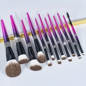 12PCS Conjunto de Pinceles de Maquillaje Marca Privada Púrpura Suave Pó Facial Pinceles de Maquillaje