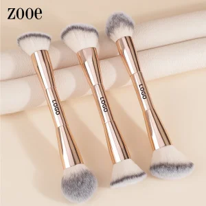 LOW MOQ Double-Sided Single Portable Vegan Kabuki Mineral Powder Brush