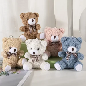 Custom Mini Unisex Bear Keychain Embroidered Plush Backpack Clip Stuffed Animal Teddy Bear Doll Peluches Gift
