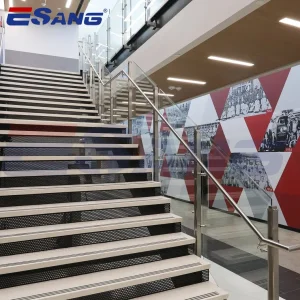 Esang Simple Design Stair Railing Tempered Glass Handrail Stainless Steel Balcony Balustrade