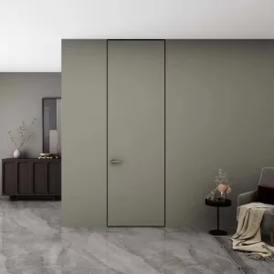Modern Aluminum Wooden Flush Frameless Interior Bedroom Door with Hidden Frame