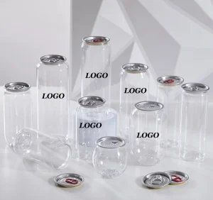 Custom Logo PET Pull-ring Plastic Bottles 300ml/500ml/650ml Beverage Clear Plastic Can For Soda Juice Water Cream Packaging