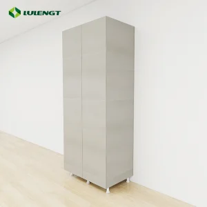 Custom-Textured High Appliance Storage Corner Glass Display Kitchen Cabinets Doors Panels Double-Door Tall Cabinet for Small Room