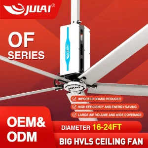 Julai Fans 24FT 1.5kw Hvls Industrial Large Ceiling Fan for Warehouse Ventilation