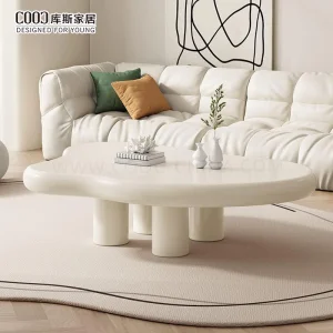 Mesa de Centro de Café Nórdica Pequena Branca Moderna de Madeira MDF para Sala de Estar