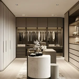 2026 Luxury Modern Solid Wood Bedroom Furniture Set Walk-in Closet Mirror Freestanding Wardrobe-Eco-Friendly Villa Apartment