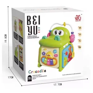 Brinquedos Educativos Iniciais Cubo de Atividades Multifuncional Brinquedo de Poliedro de Bebê Cocodrilo