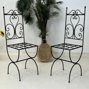 Moroccan Handmade Iron Chairs Luxury Wrought Iron Restaurant Furniture Outdoor Indoor Seating Foldable Cushioned Farmhouse Park