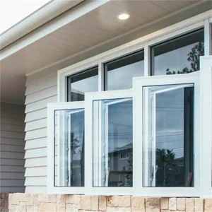 Outward Opening UPVC Horizontal Casement Windows Heavy Duty Wind Resistant Design Stainless Steel Magnetic &amp; Folding Screen