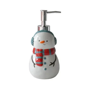 jiashun Christmas Snowman Ceramic Lotion Dispenser with Ear Muffs & Striped Scarf Exporters, Company