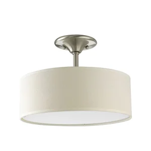 ETL Listed Modern Semi Flush Surface Mounted Cream Fabric Ceiling Pendant