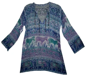 Indian Shirt Us Blouse Long Sleeve Women Tops Ladies Casual Kurti Tunic Floral Animals Bollywood Cotton Blouse Tunic Top Kurtis
