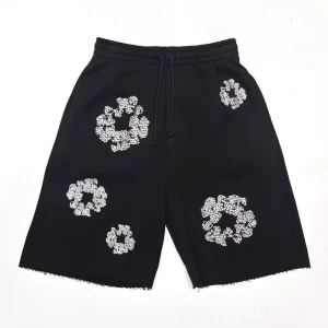 Denim Tears Men Washed Black Relaxed Casual Shorts