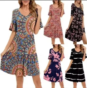 Vestido de una pieza casual impreso para mujer - Falda de media longitud