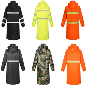 Custom OEM Tactical Raincoat for Security Guard Hi-Vis Waterproof Reflective Long Jacket Bulk Workwear