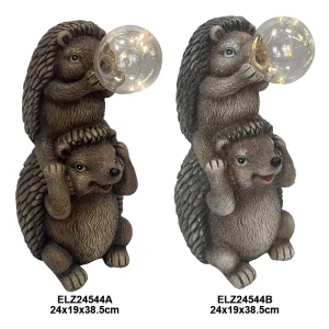 China Fiber Clay Delightful Hedgehog With Bulbs Collection Garden Home Outdoor Indoor Decoration
