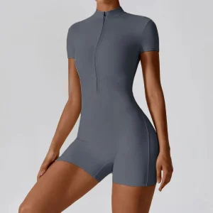 Women's Summer Eco-Friendly Yoga Jumpsuit Above Knee Short Sleeve Fitness Clothing