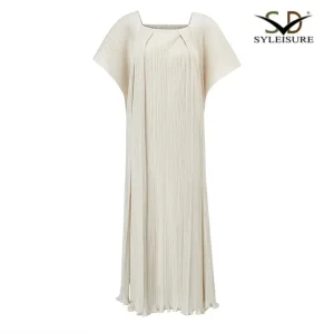 OEM Women's Square Neck Cape - Style Pleated Loose Fit Midi Dress Exporters, Exporter