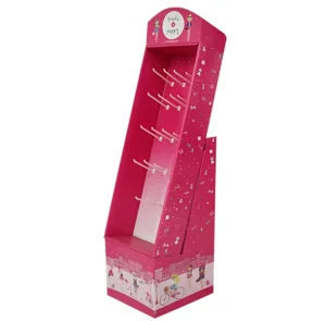 Floor Standing Paper Cardboard Hooks Display Rack for Socks