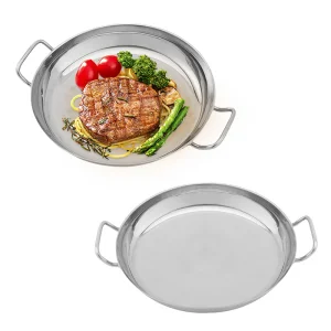 Daosheng Hotel Kitchen Double Ears Composite Bottom Commercial Cookware Sanding Finish Stainless Steel Chef Frying Pan