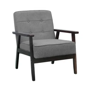 Modern Upholstered Accent Chair Linen Fabric Armchair