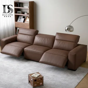 Modern Italian Leather Power Recliner Sofa Set with Adjustable Headrest Luxury Electric Sectional Couch for Apartment Hotel Use