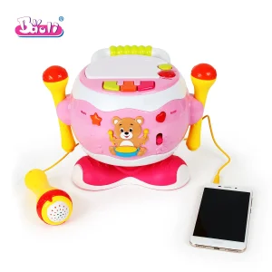 Baoli Interactive Kids Drum Toy with Microphone and Flashing Lights, Musical Learning Toy with MP3 Connection for Toddlers
