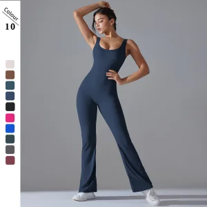 Women Sexy Bodysuit Beauty Back Waist Peach Hip Wide Leg Bell-bottoms Skin Friendly Yoga Jumpsuits