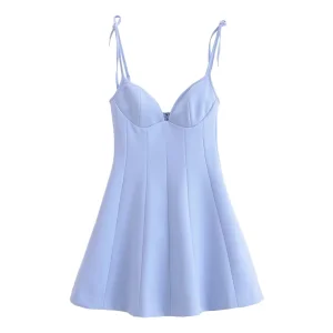Satin Mini Dress with Adjustable Spaghetti Straps Sweetheart Neckline A-Line Formal Summer Digital Printing Anti-Wrinkle Dress