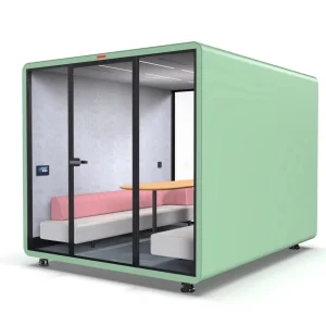 OMNI Compact Acoustic Telephone Booth for Office Soundproof Phone Pod with Ventilation and Built-in Desk