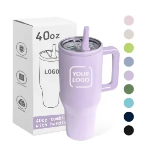 Wholesale Custom Logo Stainless Steel Leak Proof Tumbler Vacuum Insulated Coffee Mug 30oz 40oz Flip Straw Tumbler with Handle
